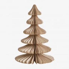 Árvore De Natal Em Papel Navira Linho Bege Com Borda Dourada & ↑15 Cm - Sklum