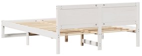 Estrutura de Cama Branca Madeira de Pinho Maciça 140 x 200 cm