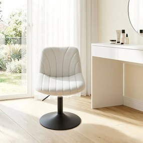 Banco para toucador com altura ajustavel 46,5 x 43 x (65,5-77,5) com tecido sherpa branco creme