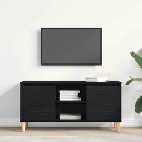 Estante de TV vidaXL com perna de madeira Preto Carvalho 102x35x50 cm