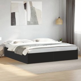 Estrutura de cama 200x200 cm derivados de madeira preto