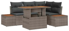 Conjunto de Jantar para Jardim com 5 Peças e Almofadas Cinzas em Ratta