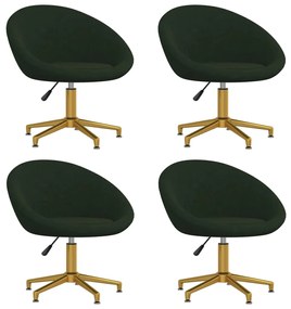 vidaXL Cadeiras de jantar 4 pcs veludo verde-escuro