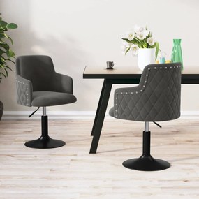 vidaXL Cadeiras de jantar giratórias 2 pcs veludo cinzento-escuro