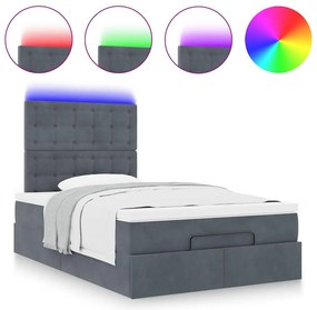 Estrutura de cama otomana com colchões cinza escuro Veludo