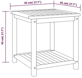 Mesa lateral em madeira de acácia maciça 45x45x45 cm