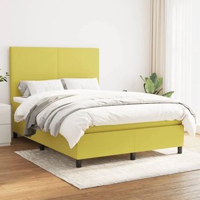 vidaXL Cama com molas/colchão 140x190 cm tecido verde