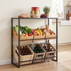 Estante para Caixas de Cerveja, 100 x 32 x 112 cm, Prateleiras Inclináveis, Preto