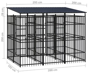 Canil de exterior com telhado 5,53 m² aço
