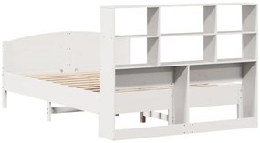 Cama com estante sem colchão 140x190 cm pinho maciço branco