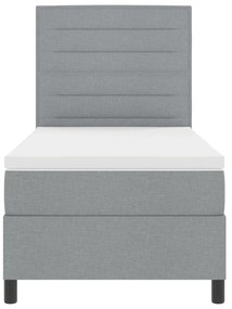 Cama Box Spring com Colchão Cinza Claro Individual Tecido