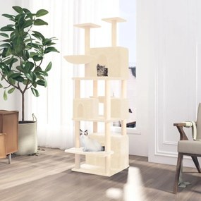 vidaXL Árvore para gatos c/ postes arranhadores sisal 180 cm cor creme