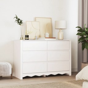 vidaXL Cômoda "DRAMMEN" Branca 111x43x73,5 cm Madeira Sólida Pinus