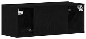 Estante de TV em Carvalho Preto 80x30x30 cm Feito de Madeira de Engenh