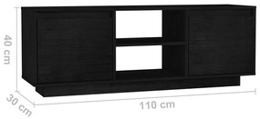 Móvel de TV 110x30x40 cm madeira de pinho maciça preto