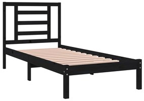 Estrutura cama pequena solteiro 75x190 cm madeira maciça preto