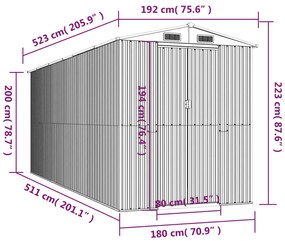 Abrigo de jardim 192x523x223 cm aço galvanizado castanho-escuro