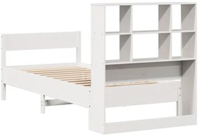 Cama com estante sem colchão 90x190 cm pinho maciço branco