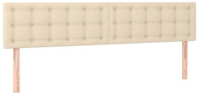 Cabeceira de cama c/ luzes LED tecido 200x5x78/88 cm cor creme