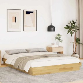 Estrutura de cama sem colchão 135x190 cm de madeira de carvalho