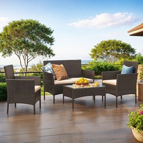 Conjunto de Jardim moderno e elegante em Polyrattan Castanho-taupe