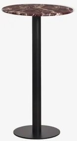 Mesa Alta De Bar Redonda Ø60 Cm Em Pedra Natural Xiren Mármore Vermelho Cherry Gold - Preto - Sklum