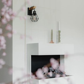 Aplique rústico preto com madeira - Chon