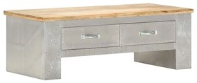 vidaXL Mesa de centro estilo aviador 100x50x36 cm mangueira maciça