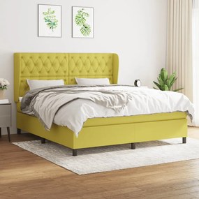 vidaXL Cama com molas/colchão 160x200 cm tecido verde