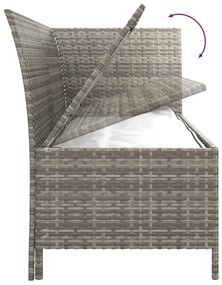4 pcs conjunto lounge de jardim c/ almofadões vime PE cinzento