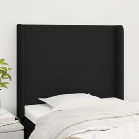 3119284 vidaXL Cabeceira de cama c/ abas tecido 93x16x118/128 cm preto