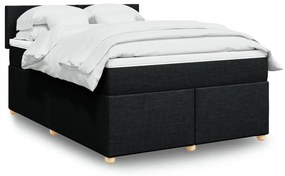 Cama com molas/colchão 160x200 cm tecido preto