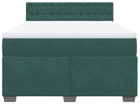 Cama com molas/colchão 160x200 cm veludo verde-escuro