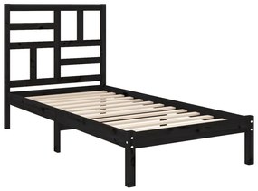 Estrutura cama pequena solteiro 75x190 cm madeira maciça preto