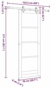 Conjunto de Porta Deslizante vidaXL com Ferragens 78x211 cm Madeira Só
