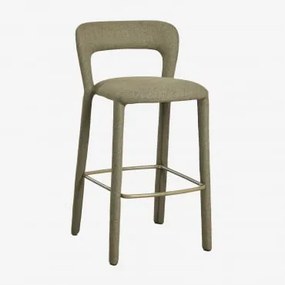 Pacote De 2 Bancos Altos Com Encosto Estofado Brusel ↑75 Cm & Tecido Verde Sálvia - Sklum
