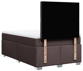 Cama boxspring com colchão 120x190 cm tecido castanho-escuro