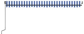 Toldo retrátil manual com LED 500x300 cm azul e branco