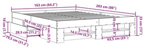 Estrutura de cama 160x200 cm derivados de madeira cinza sonoma