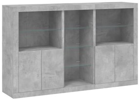 Aparador com luzes LED 162x37x100 cm cinzento cimento