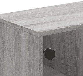 Mesa de centro c/ portas de vidro 68,5x50x50 cm cinza sonoma