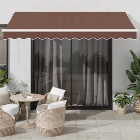 Toldo retrátil automático com luz LED 350x250 cm castanho