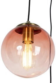 Candeeiro de suspensão Art déco latão 45 cm 3-rosa claro - Pallon Art Deco