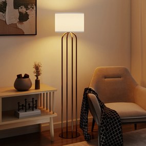 Candeeiro de pé para sala de estar, candeeiro de pé com abajur de linho e interruptor de pé, Ø 38 x 161 cm, dourado e bege