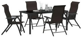 Conjunto de Jantar de Jardim 5 Peças Preto de Rattan Sintético