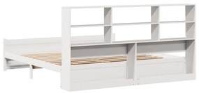 Cama com estante sem colchão 180x200 cm pinho maciço branco