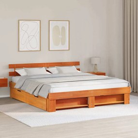 Estrutura da Cama Castanho-mel 180 x 200 cm Madeira Sólida