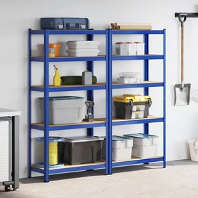Prateleiras de armazenamento de 5 camadas 2 pcs aço azul