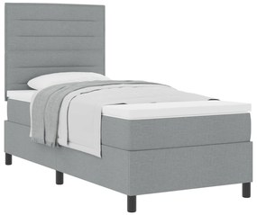 Cama Box Spring com Colchão Cinza Claro Individual Tecido