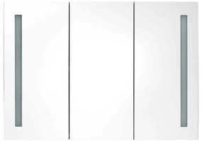 Armário espelhado casa de banho LED 89x14x62cm branco brilhante
